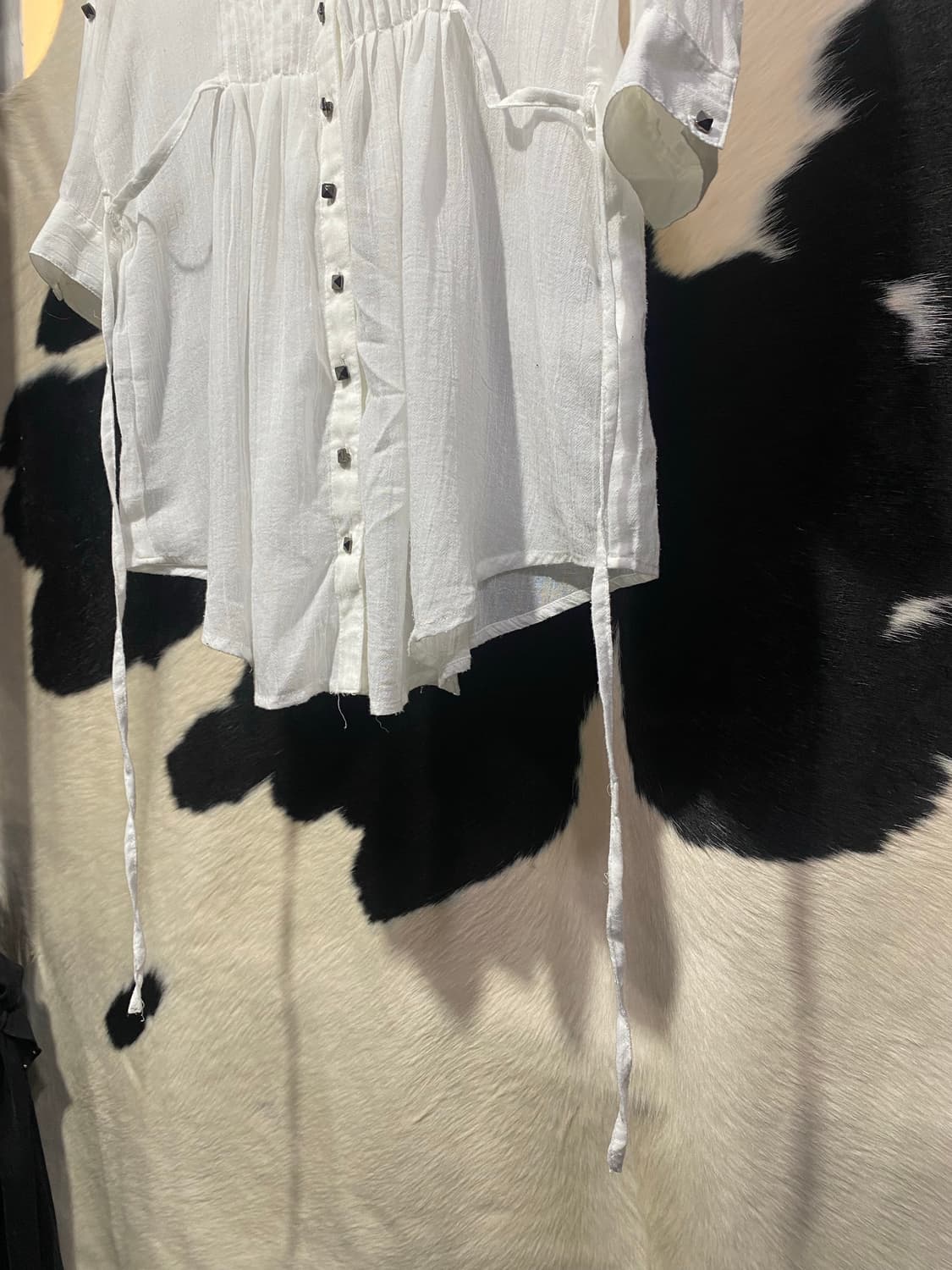 Japanese vtg 플리츠 디테일 스트링 롱셔츠 상품이미지4