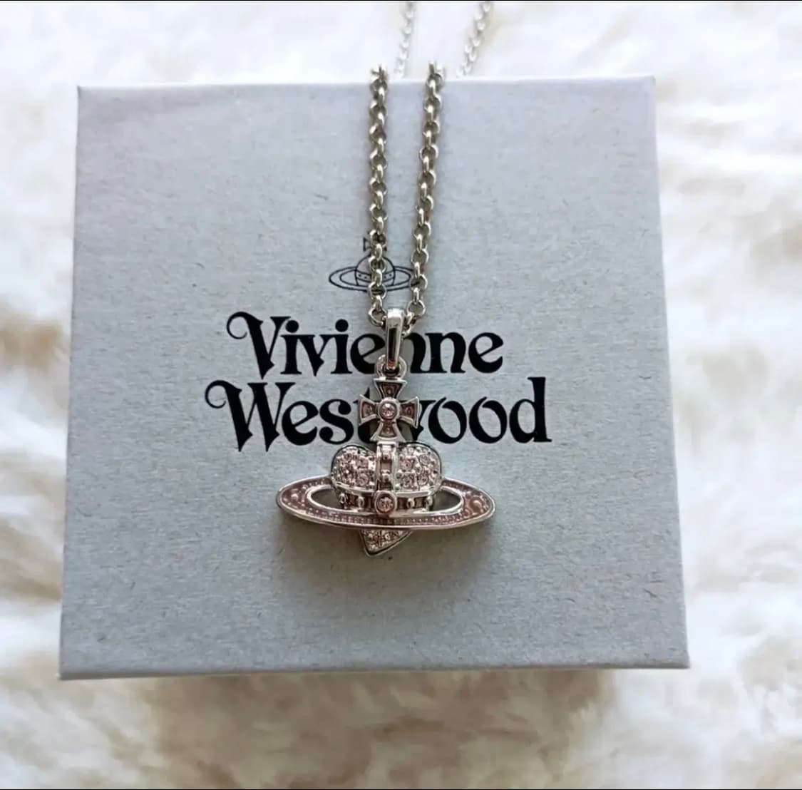 비비안웨스트우드 실버 하트 목걸이 핑크  상품이미지2