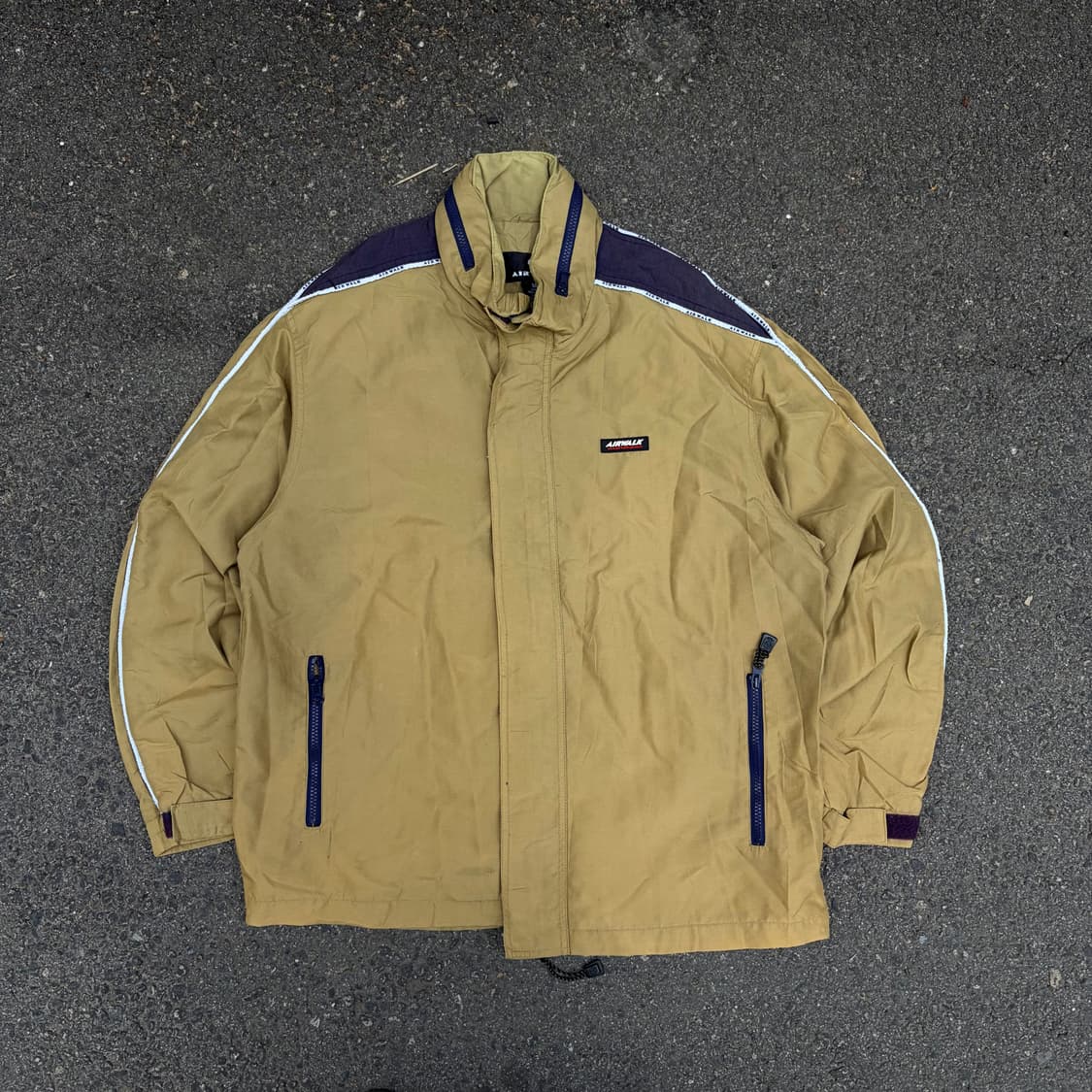 90s 에어워크 카메라 베이지 올드스쿨 바람막이 나일론 트랙자켓 M 상품이미지3