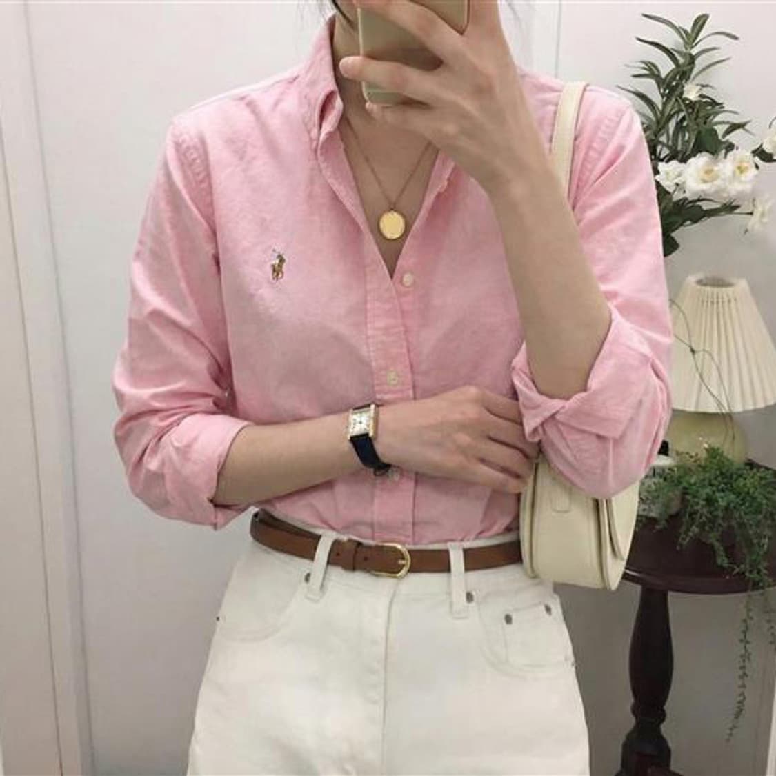 폴로 스포츠 핑크 옥스포드 셔츠 / Women’s M (체감) 상품이미지2