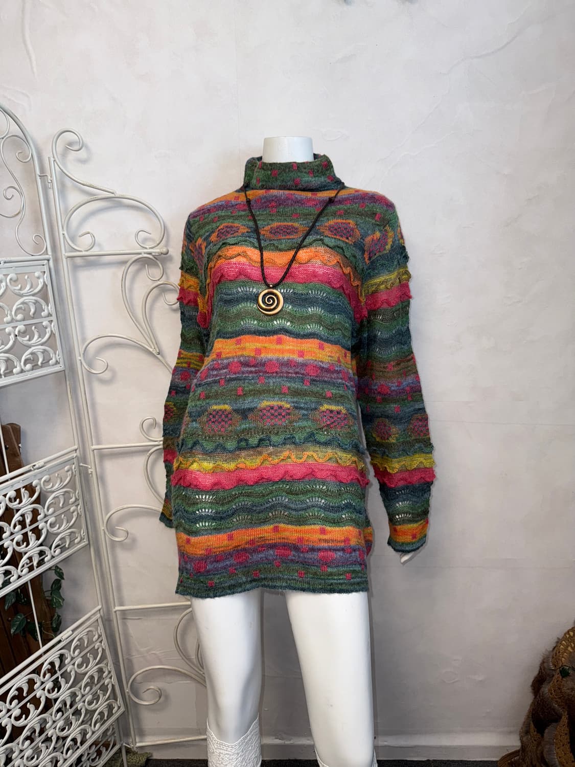 Bohemian hippie alpaca mohair knit ops 상품이미지1