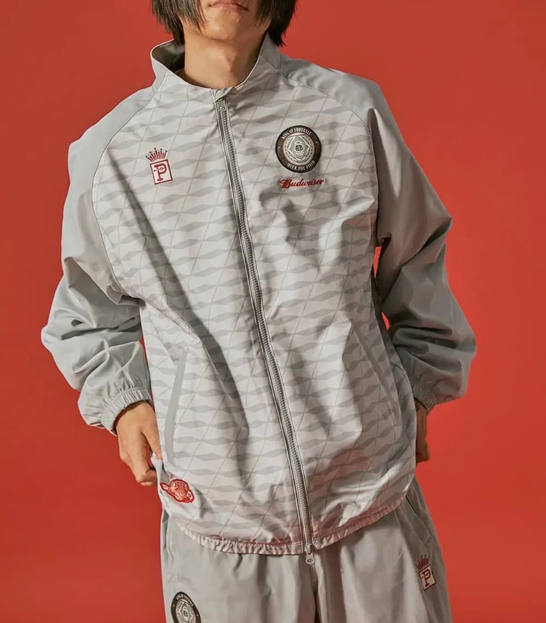 새상품(M) 오버더피치x버드와이저 월드컵 트랙자켓 그레이 상품이미지3