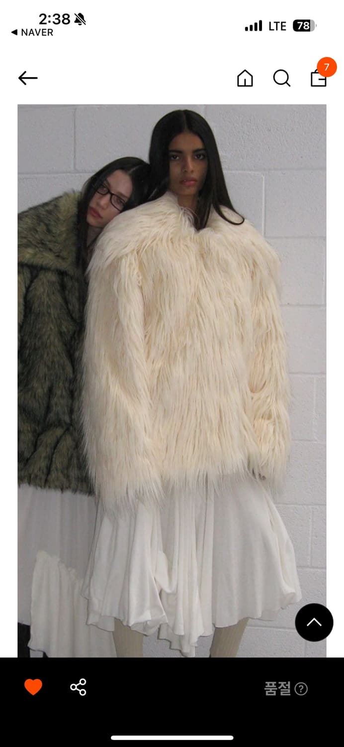 파르티멘토 우먼 와일드 카라 헤어리 퍼자켓 아이보리 상품이미지1