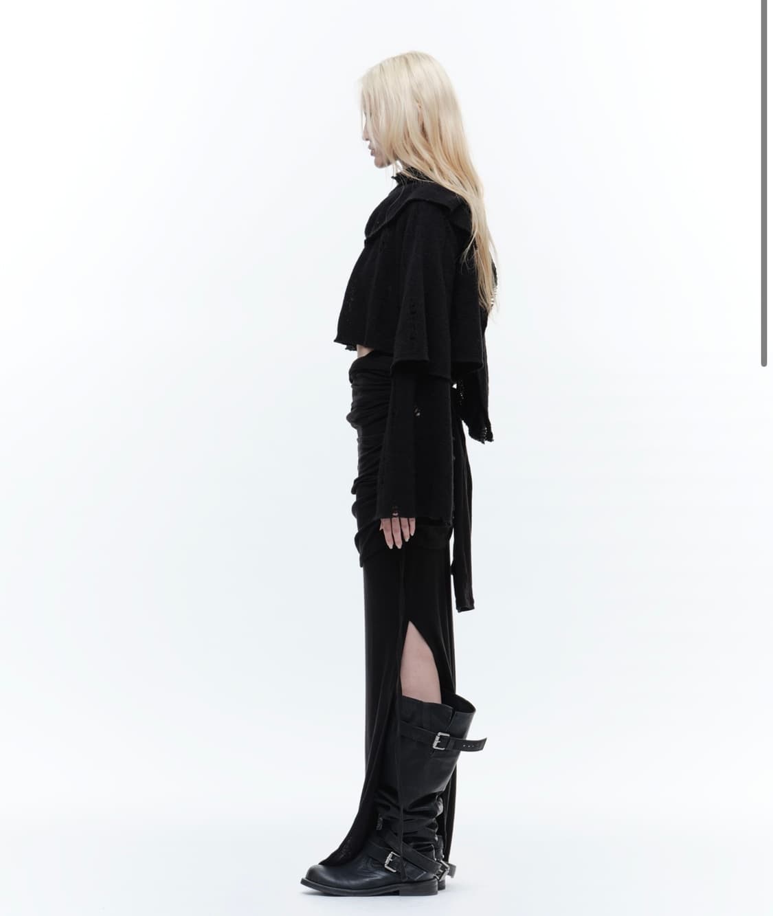 Wettag 웻태그 더블 레이어 데미지 크롭니트 혜인서보헤미안서울아카이브 상품이미지2