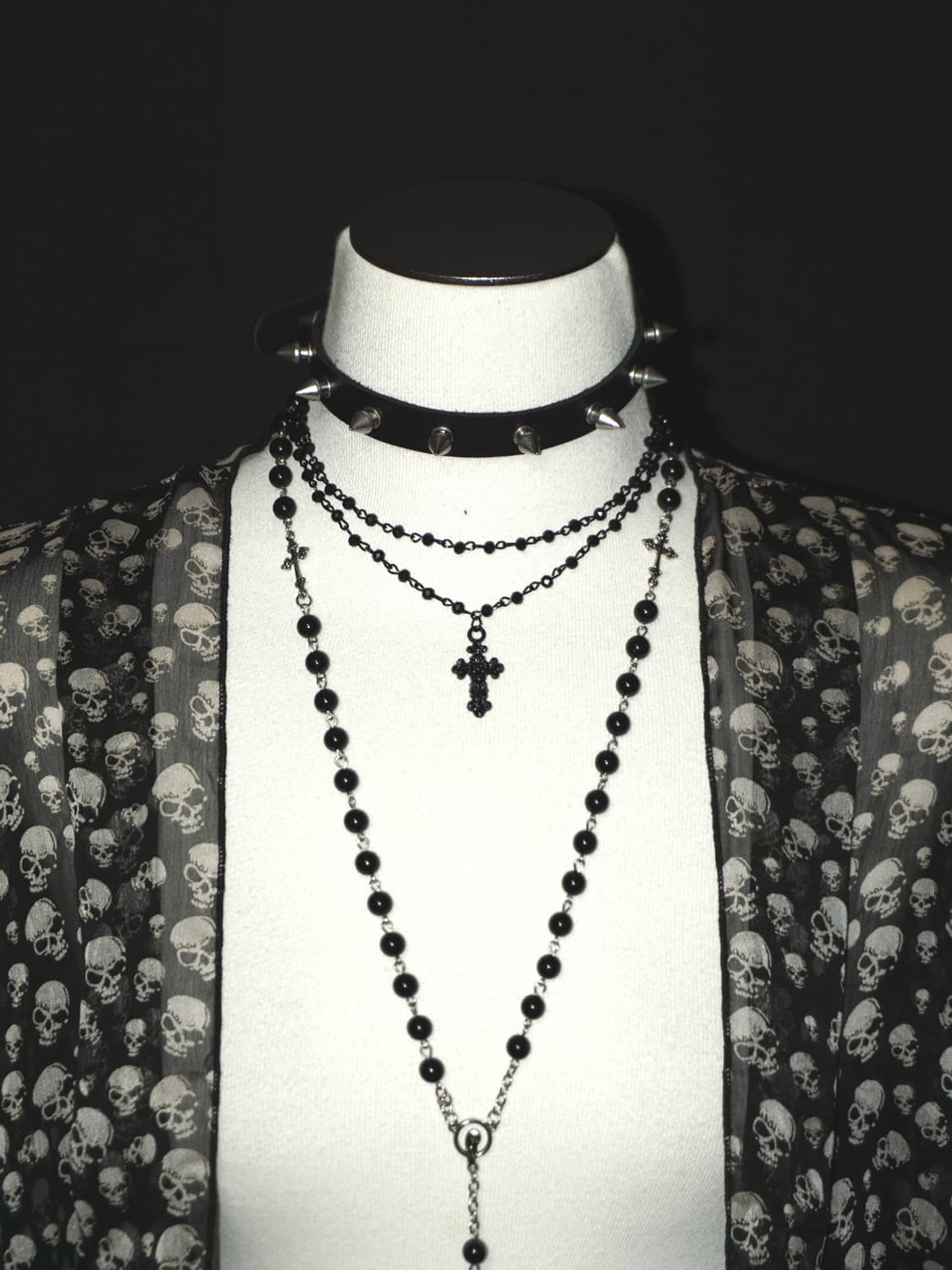 skull graphic see-through cardigan  상품이미지4