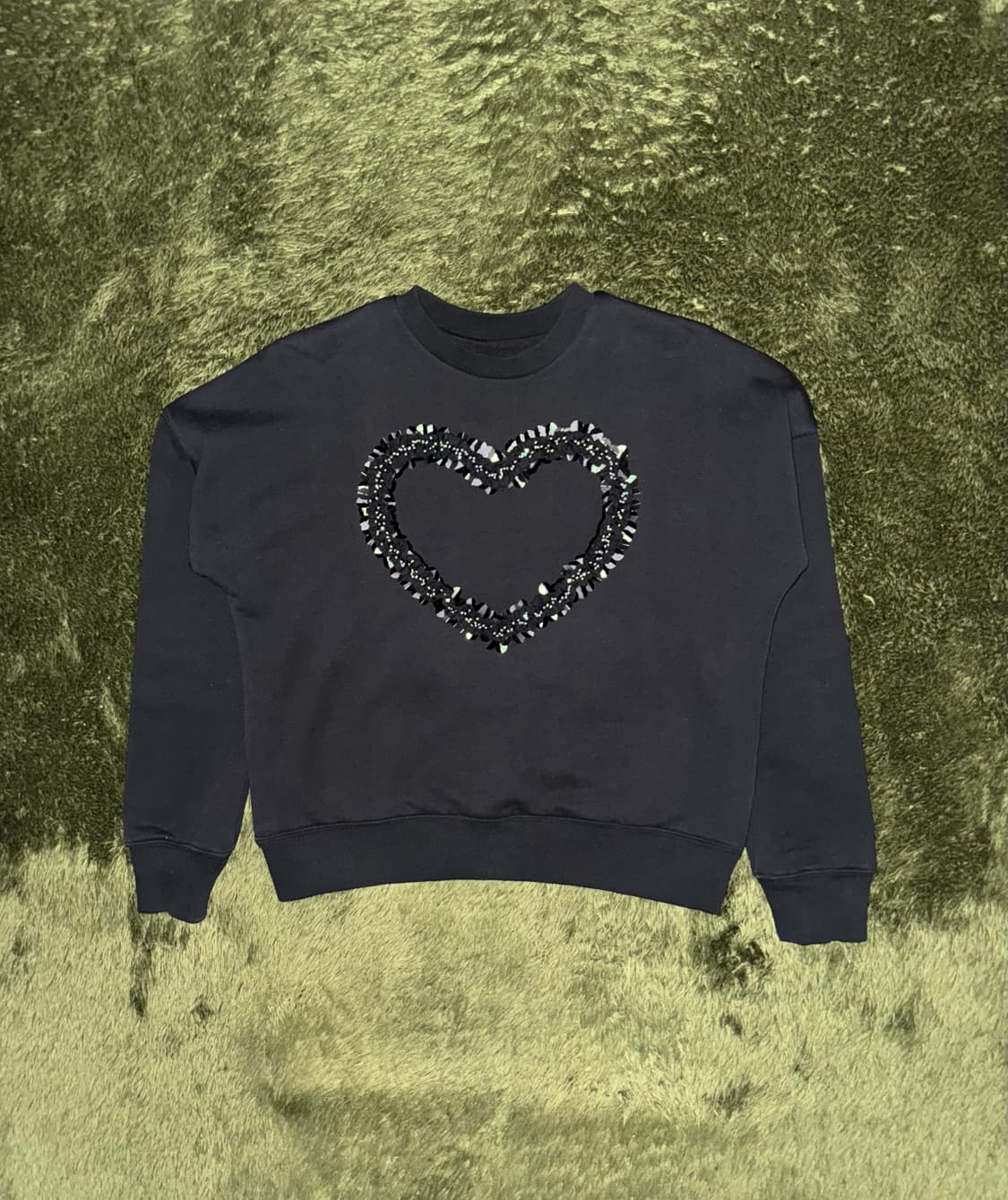 [36] 알렉산더 맥퀸 비즈 디테일 루즈 핏 스웻 셔츠 블랙 상품이미지1