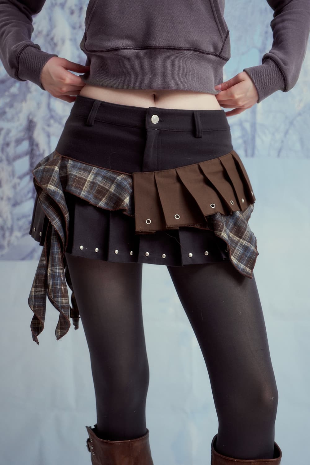 드라이로즈 체크 플리츠 스커트 상품이미지1