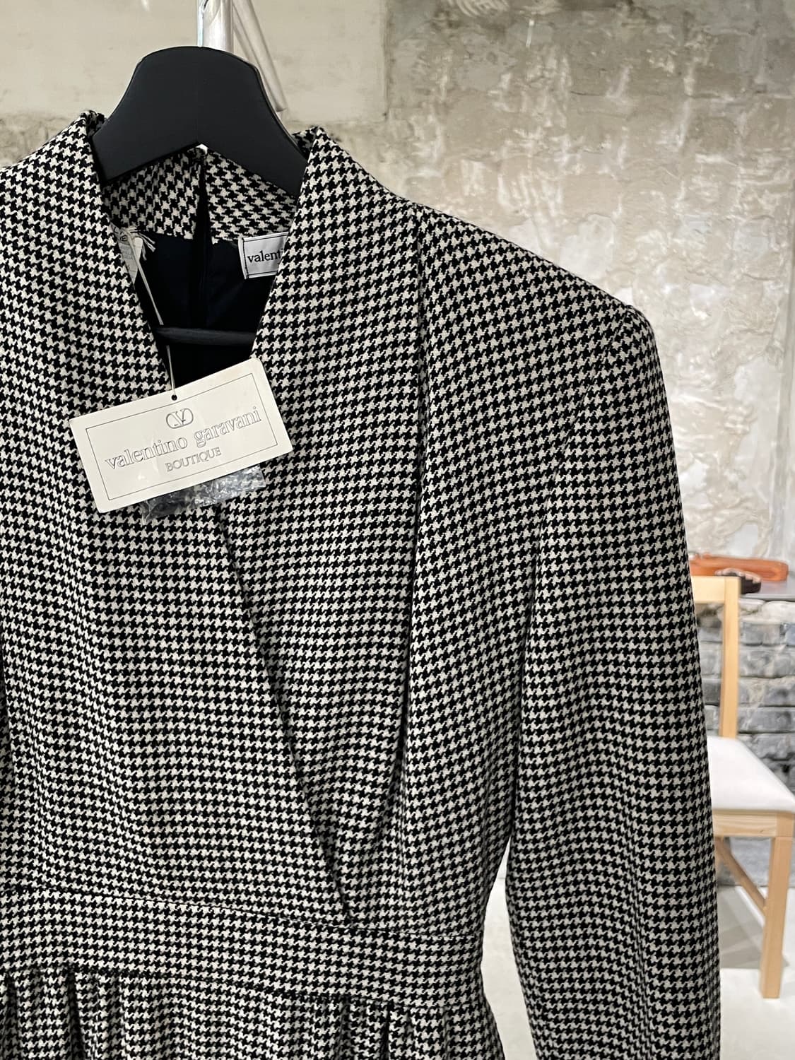 발렌티노 가라바니 부티끄 하운드 투스 체크 개더 울 원피스 상품이미지3
