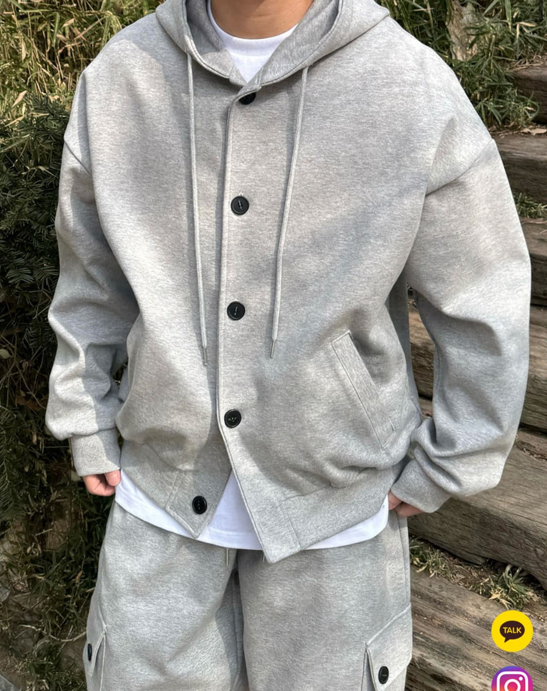 And more 단추 후드 가디건 상품이미지1