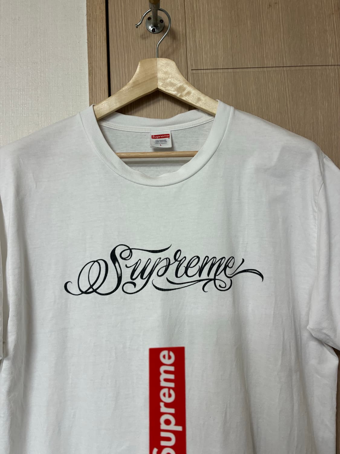 [L]슈프림x미스터카툰 티셔츠 화이트 상품이미지1