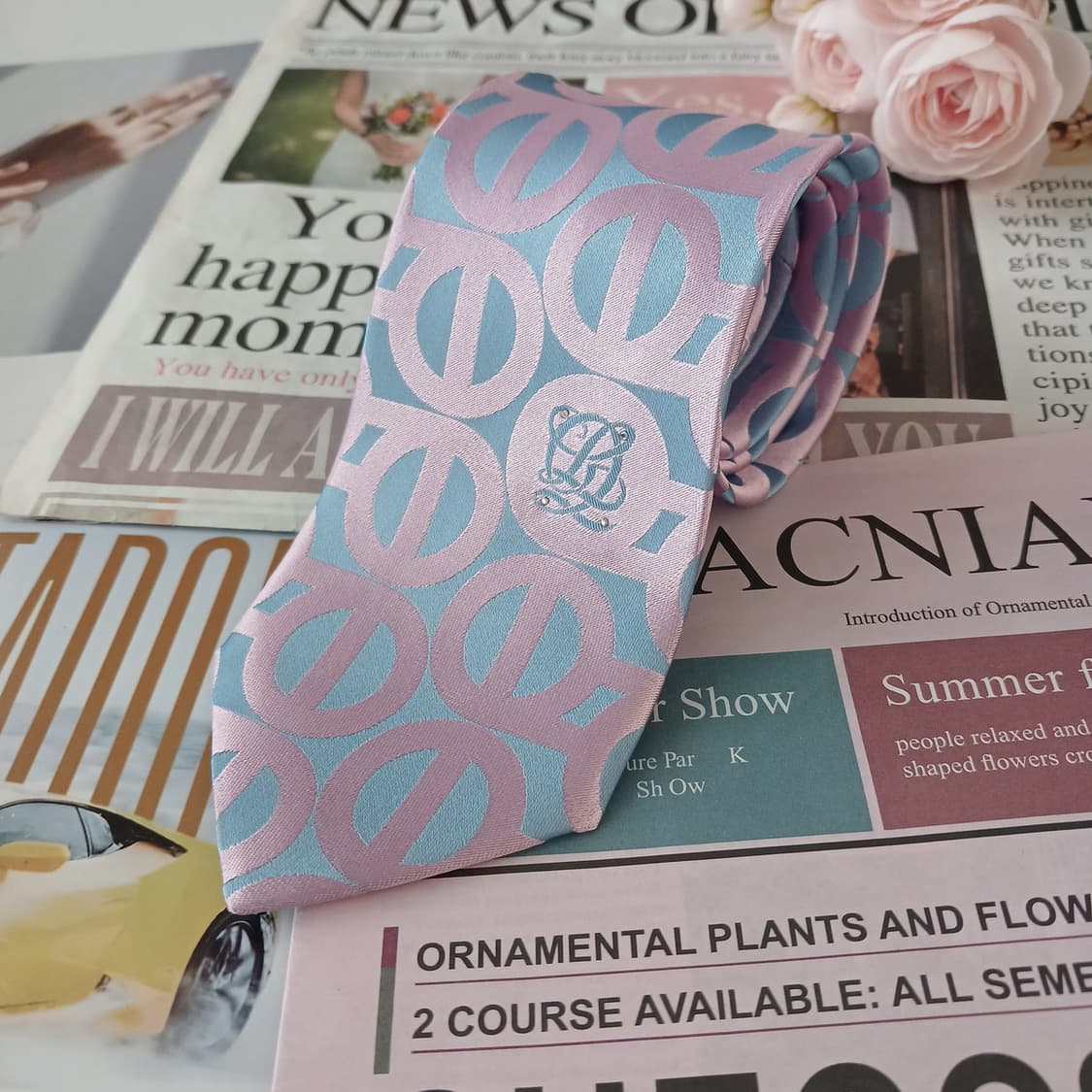 루이까또즈 실크 핑크 모노그램 넥타이 8.2cm A+등급 A19231
 상품이미지1