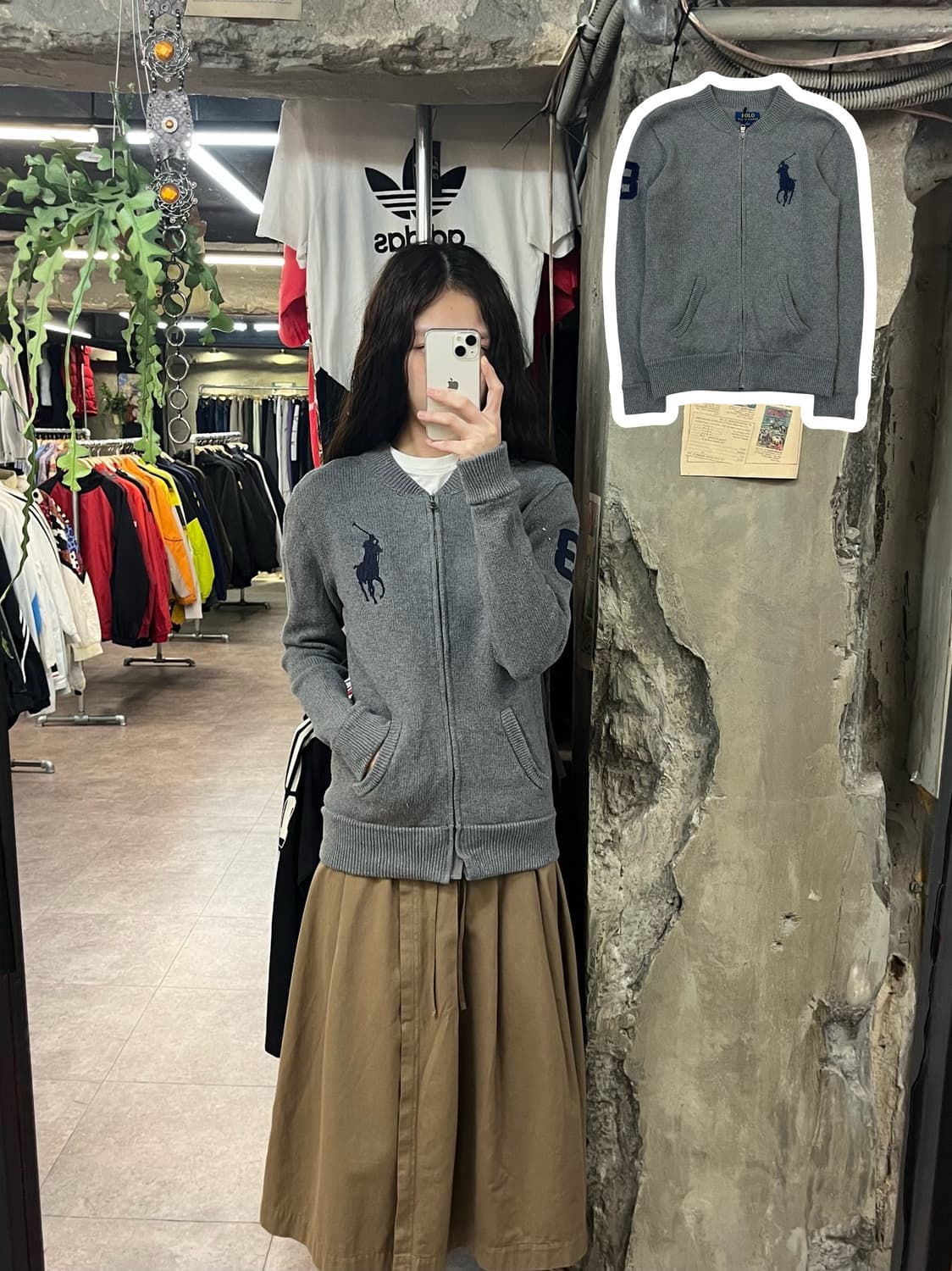 폴로 랄프로렌 빅포니 니트 집업 딥그레이 L #csz1825 상품이미지1