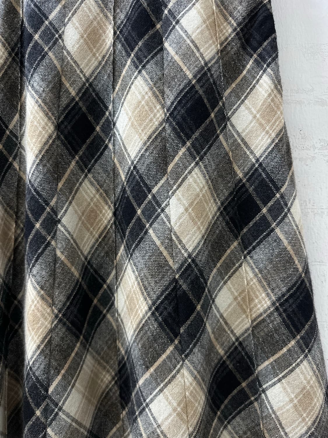 일본빈티지 울 혼방 체크 플레어 스커트  상품이미지3