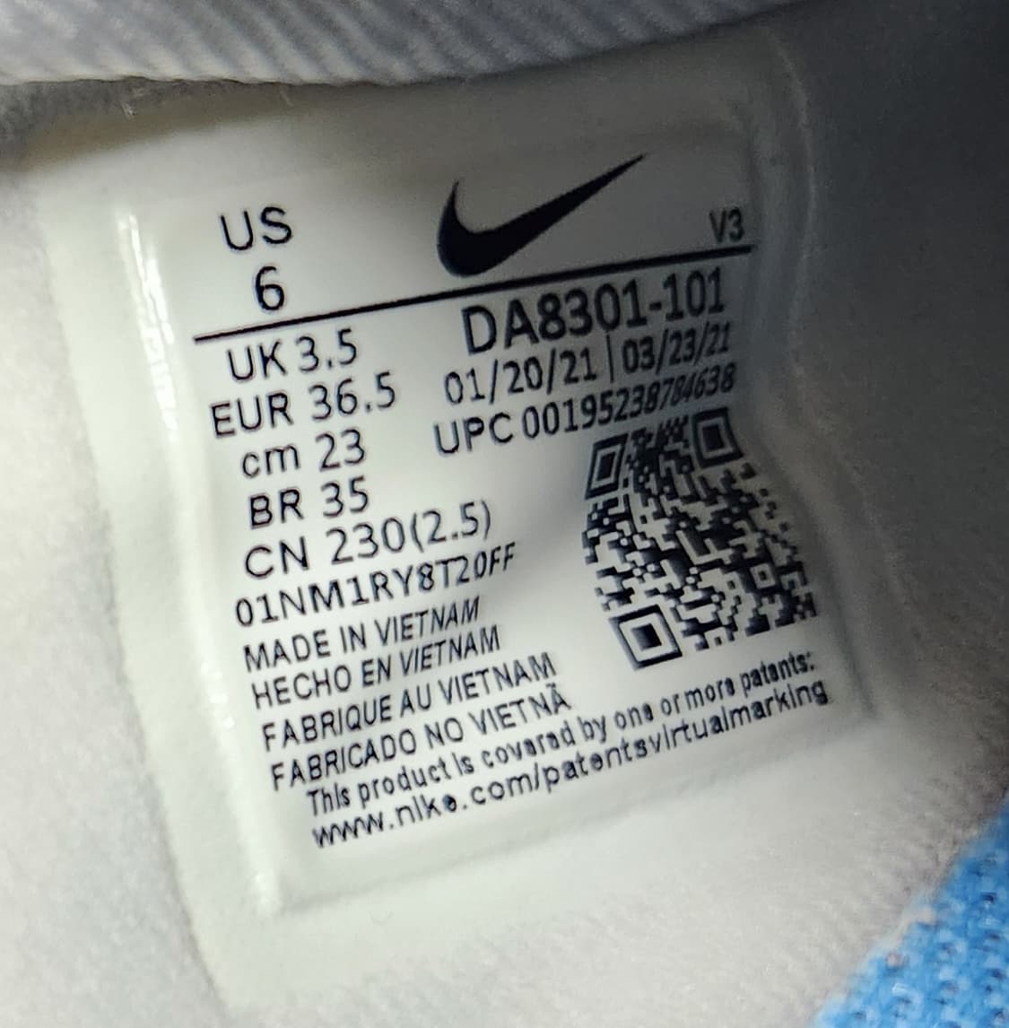 나이키 에어포스1 '07 LX 화이트 유니버시티 블루 스니커즈, 운동화  상품이미지9