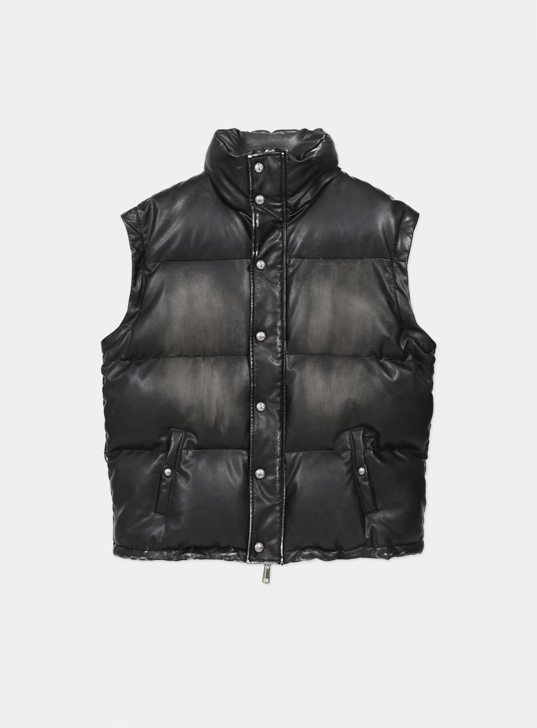 배드블러드 디스트레스드 레더 패딩 상품이미지4