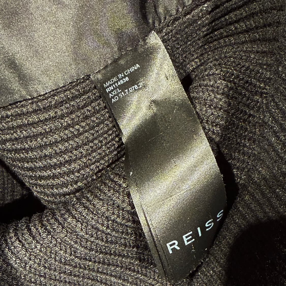 REISS 리스 런던 염소가죽 니트 집업 L 105 고트레더 상품이미지3