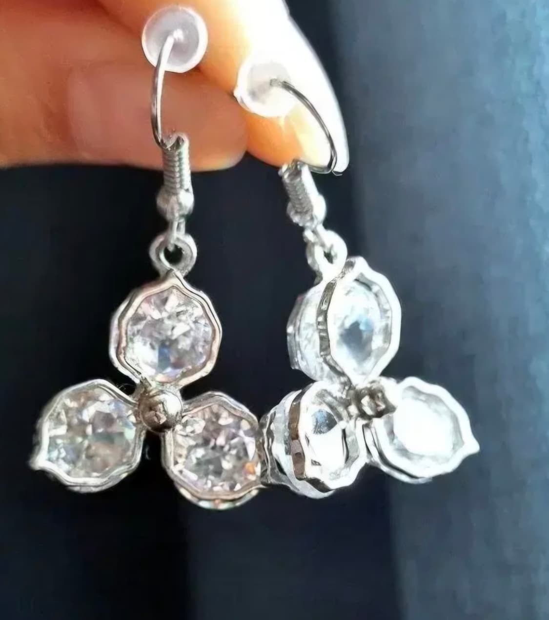 핸드메이드 )세잎클로버 크리스탈 귀걸이 상품이미지3