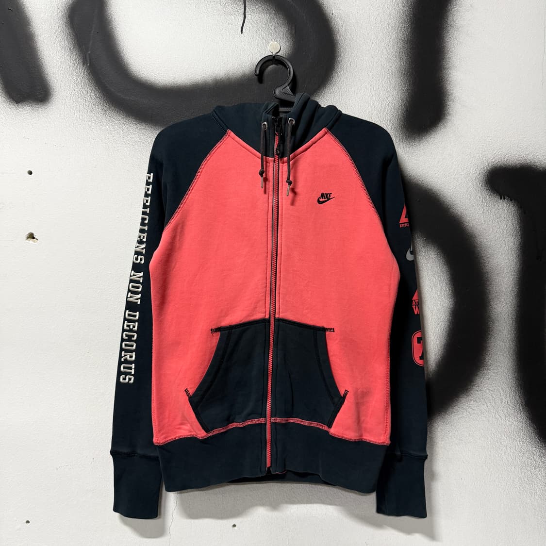 나이키 y2k 하이넥 프린팅 , 자수 디테일 배색 집업 후디 상품이미지1