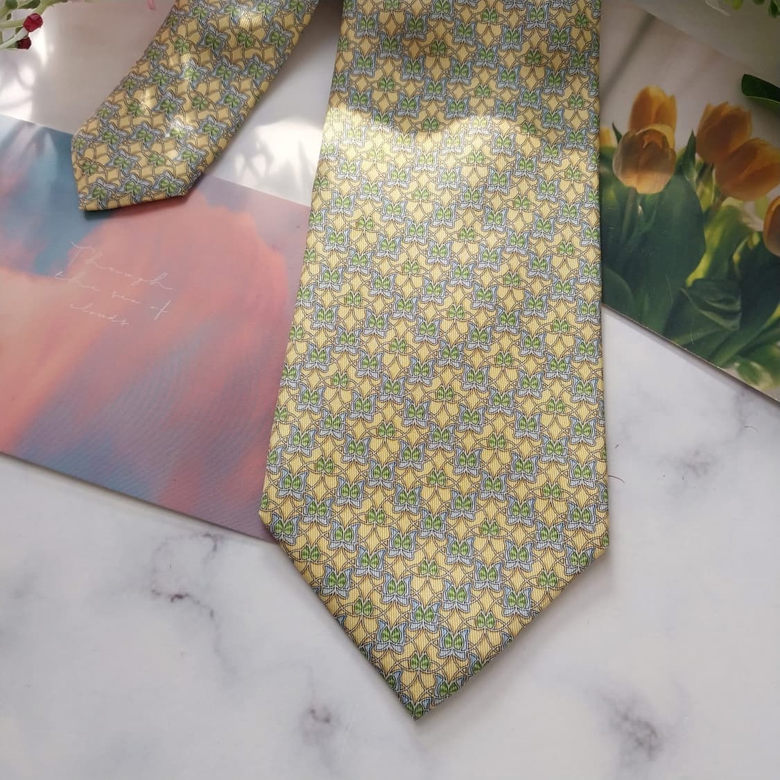 페라가모 실크 레몬 나비 패턴 넥타이 9.2cm A+등급 K1532
 상품이미지5