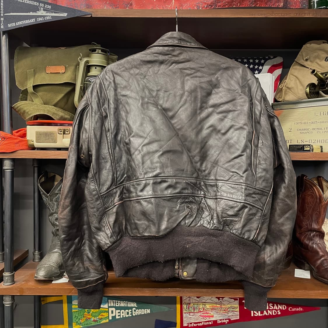 90s Schott 쇼트 made usa 오리지널 a2 레더 소가죽 자켓 상품이미지2