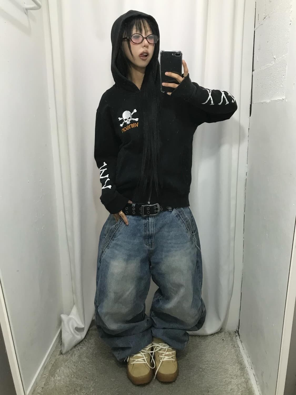 Vanson Skull Printing Hood Zip-Up 상품이미지5