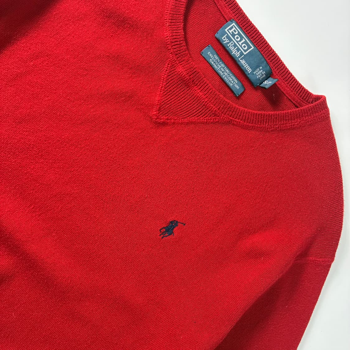 Polo  폴로 랄프로렌 90,s 자수 코튼 레드 라운드 니트  상품이미지3