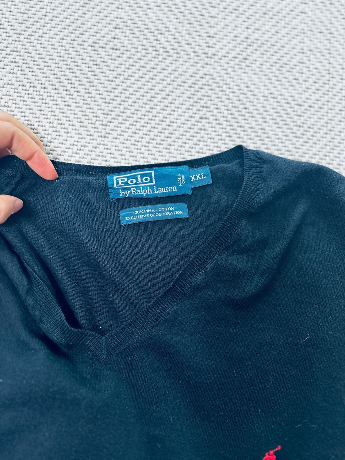 (빈티지)폴로 랄프로렌 블랙 V넥 니트 XXL 상품이미지2