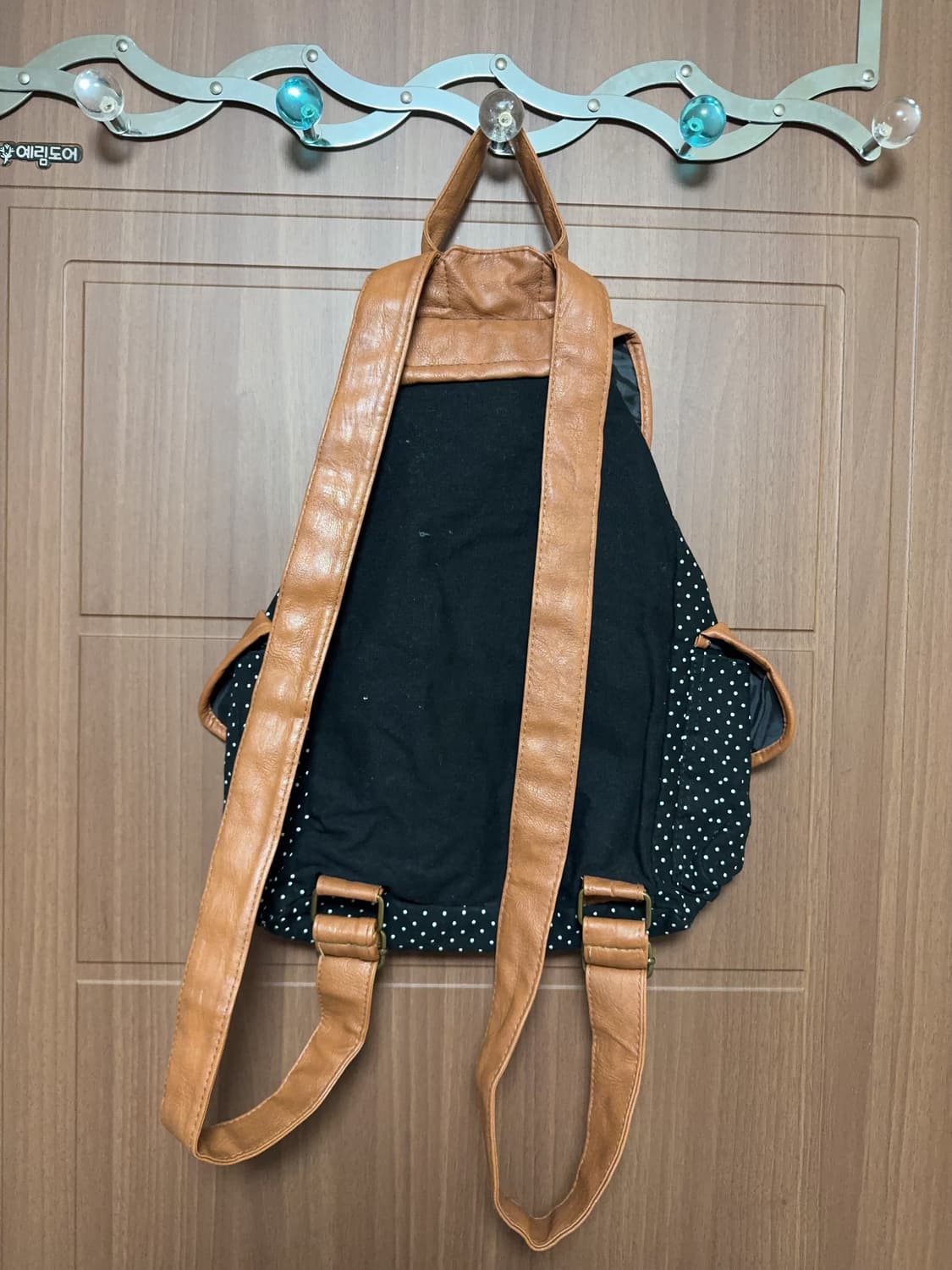 일본 빈티지 모리걸 블랙 도트 레이스 쓰리포켓 백팩 모리 가방 상품이미지3