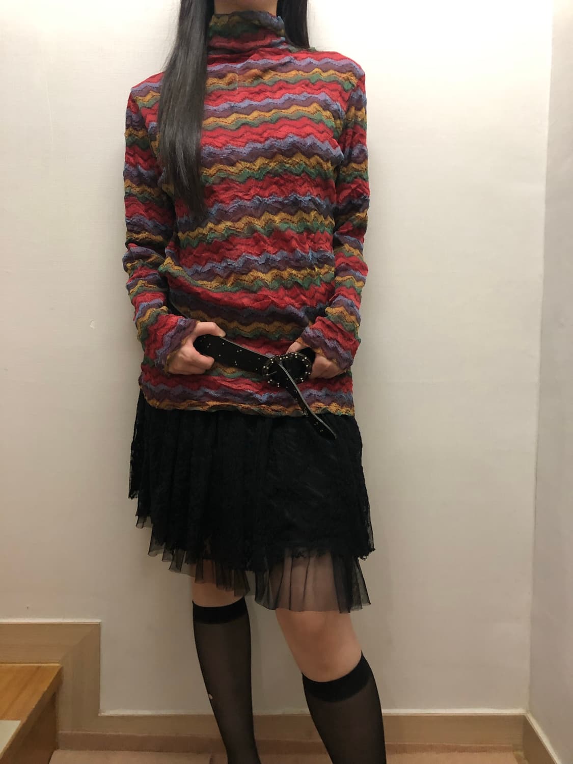 빈티지 히피 믹스컬러 스트라이프 탑 상품이미지2