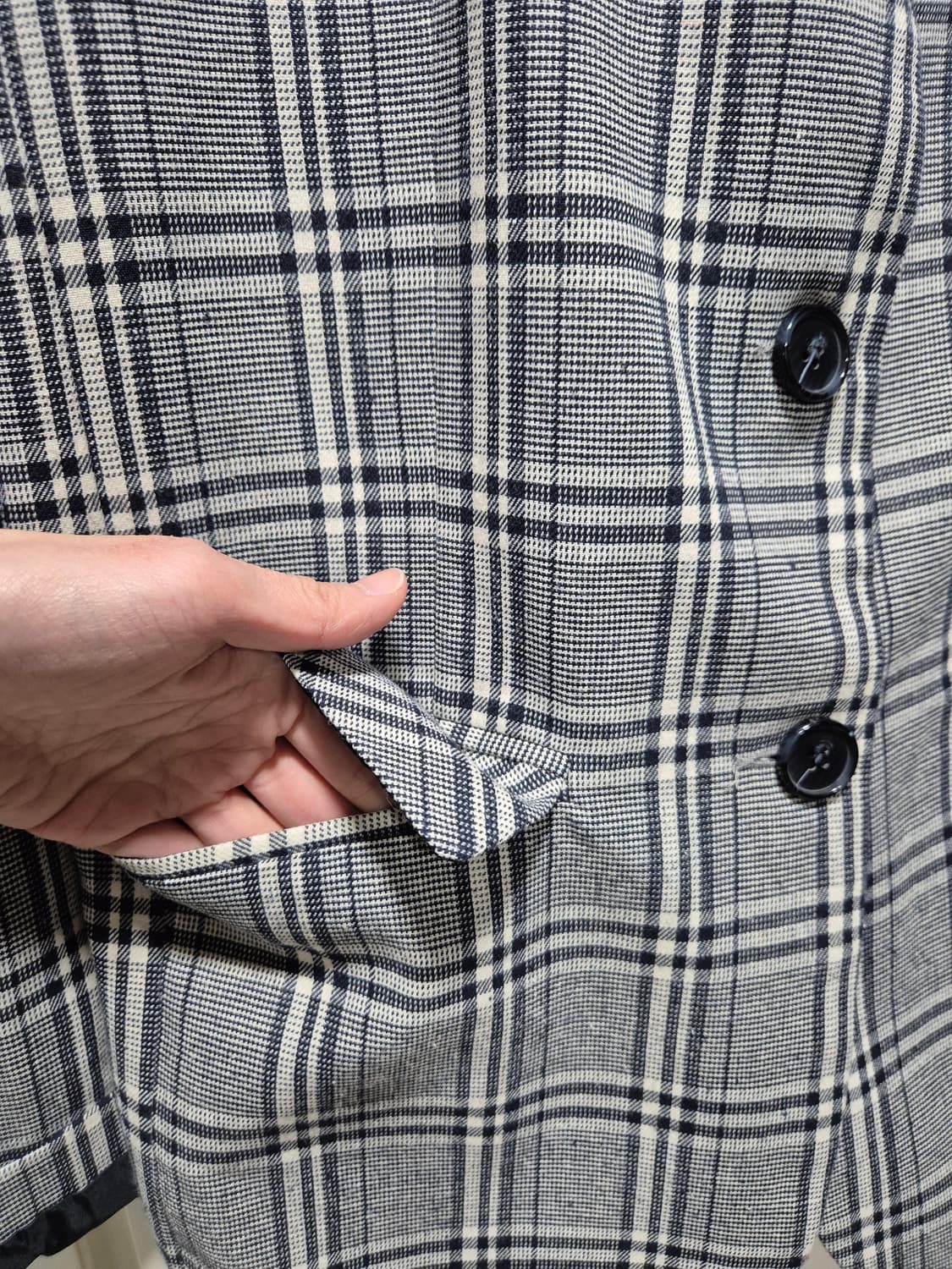 빈티지 체크 패턴 자켓 상품이미지3