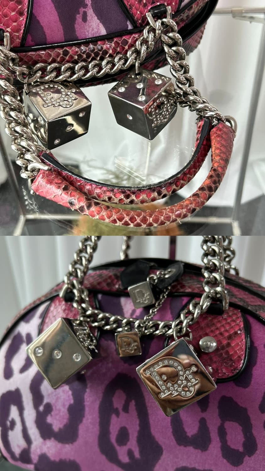 (레어) 디올 2004 파이톤 갬블러 다이스 보울러 숄버백 상품이미지9