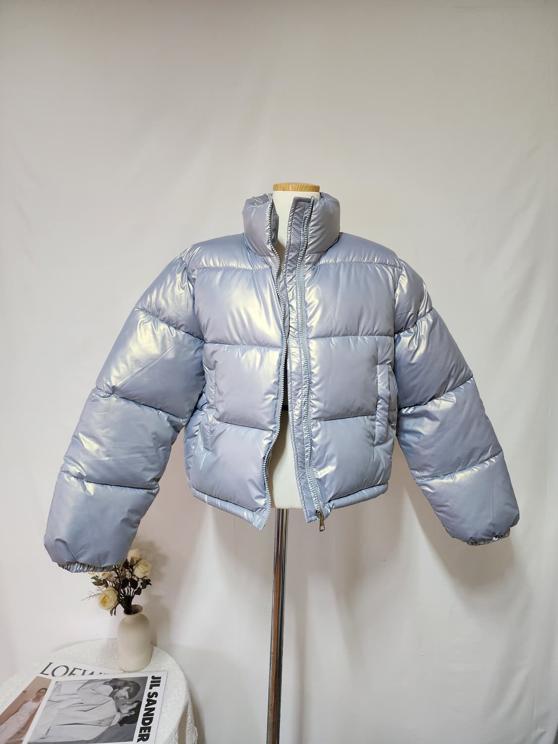 실버블루 하이넥 숏패딩 상품이미지2