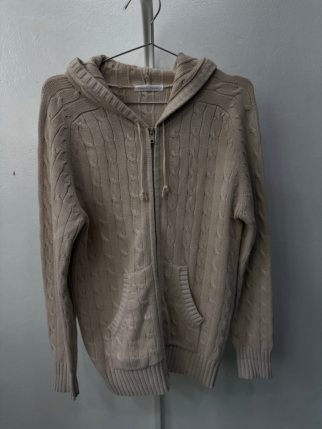 꽈배기 니트 후드 집업 상품이미지3