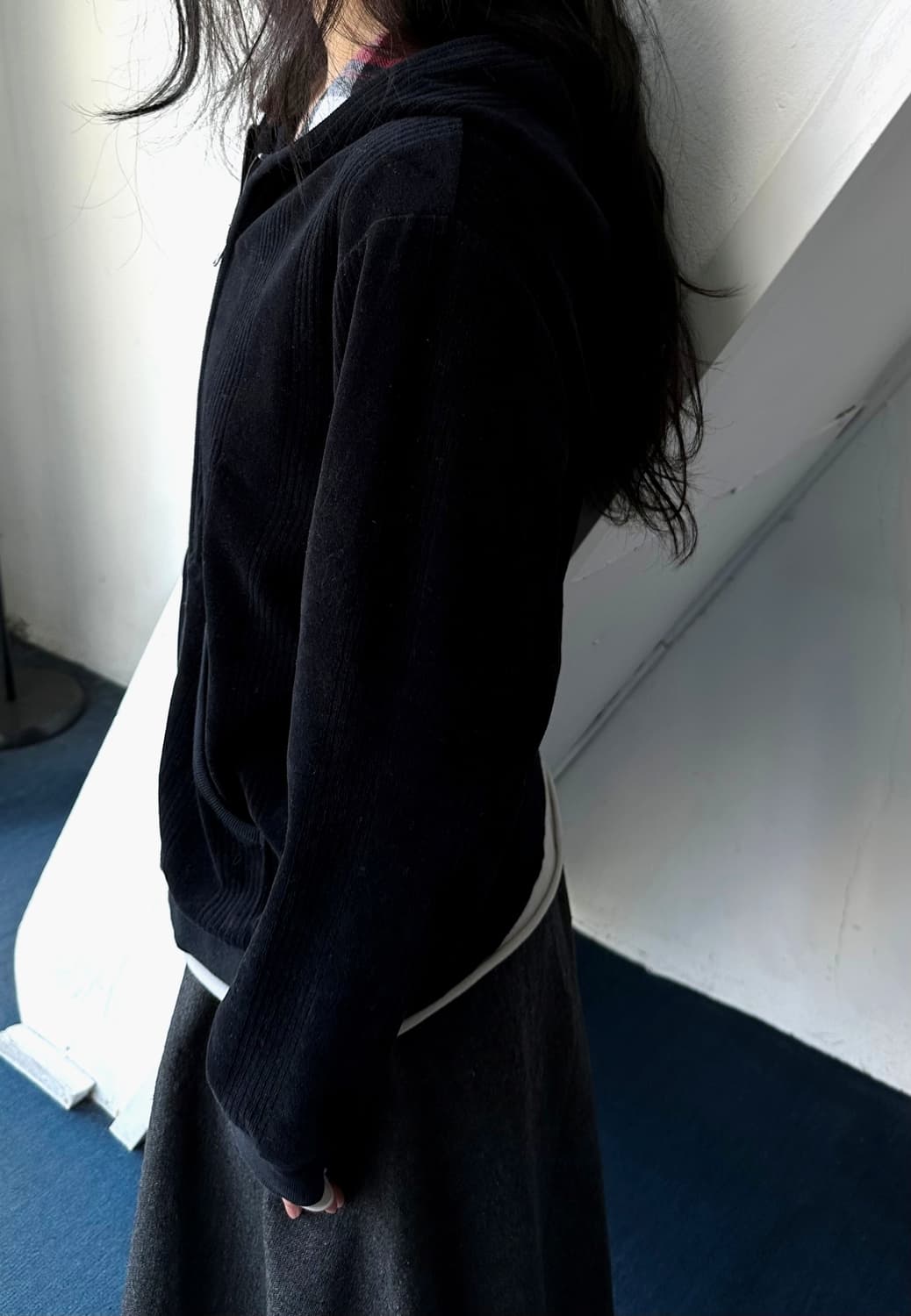 Terry fabric design hooded zip parka 상품이미지8