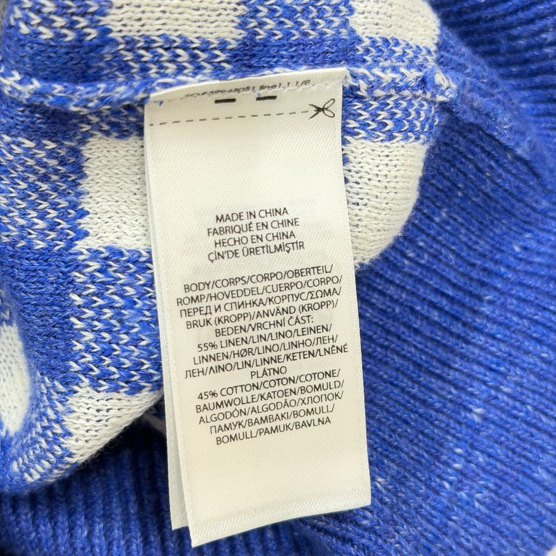 폴로 랄프로렌 체크 패턴 린넨 면 가디건 블루 XS 상품이미지4