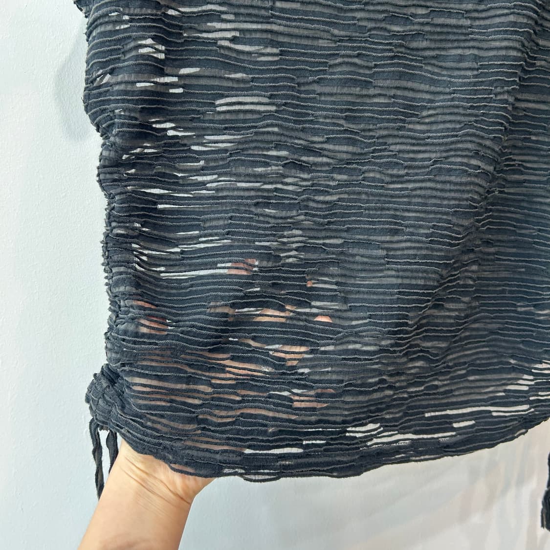 블랙 패턴 시스루 탑 상품이미지5