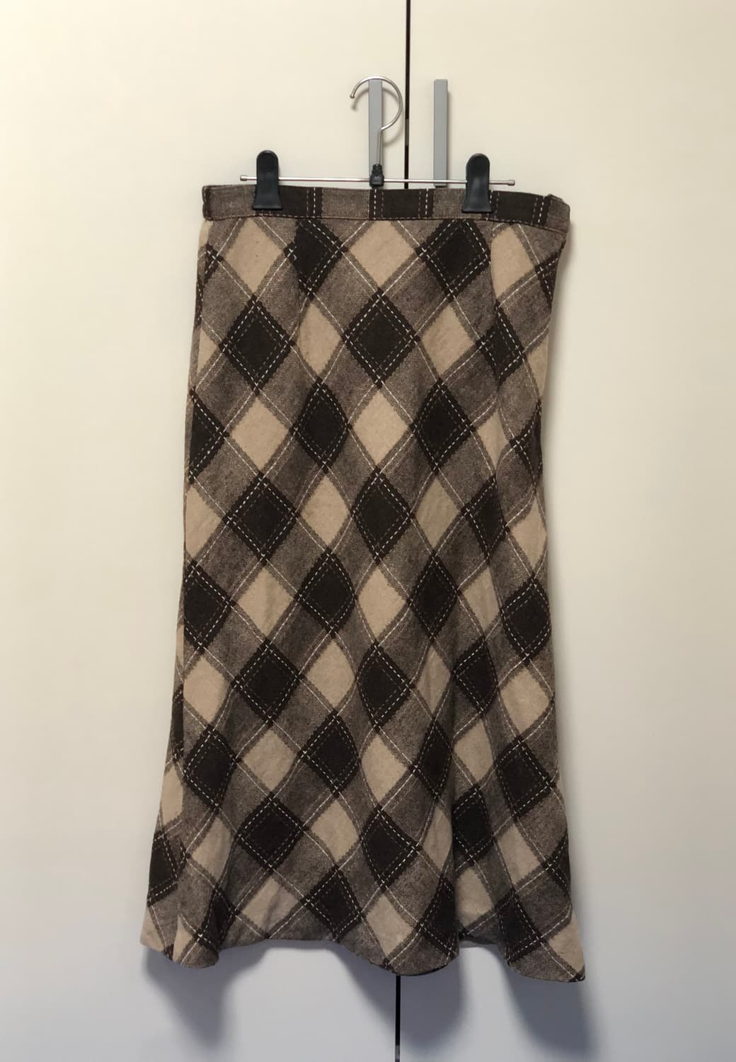 일본 빈티지 브라운 체크 치마 상품이미지2