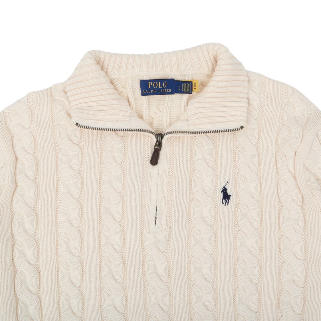 폴로 랄프로렌 QR 아이보리 케이블 하프집업 니트 스웨터 상품이미지2