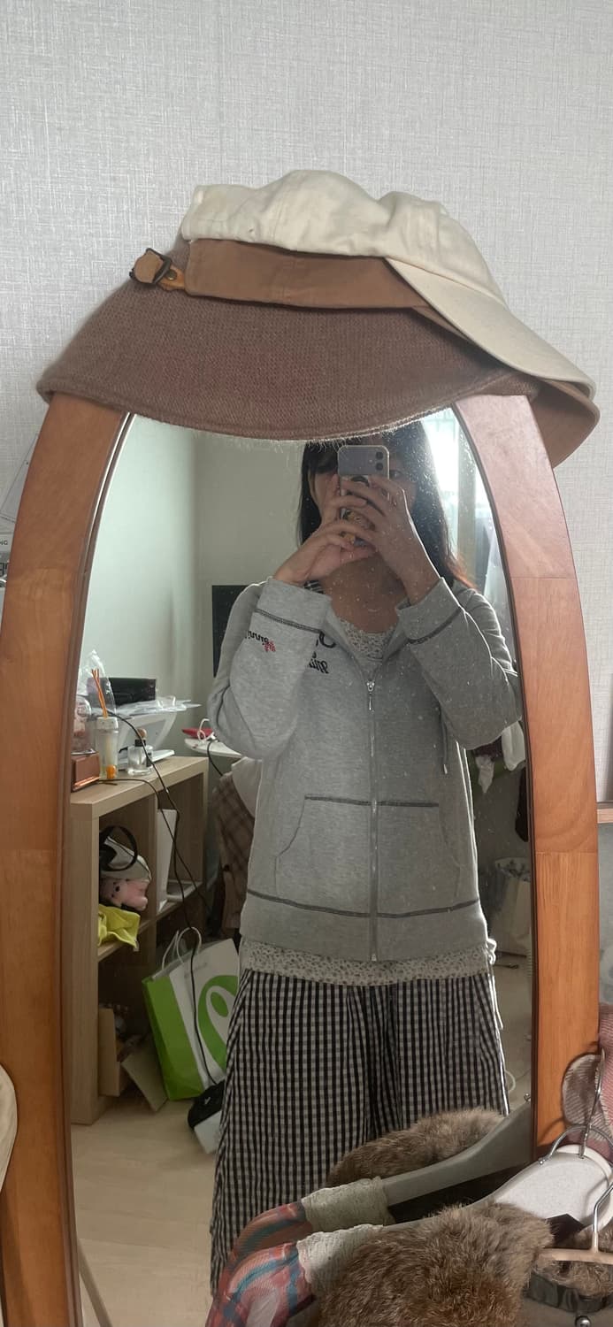 모리걸 미키 체크 후드집업 상품이미지5