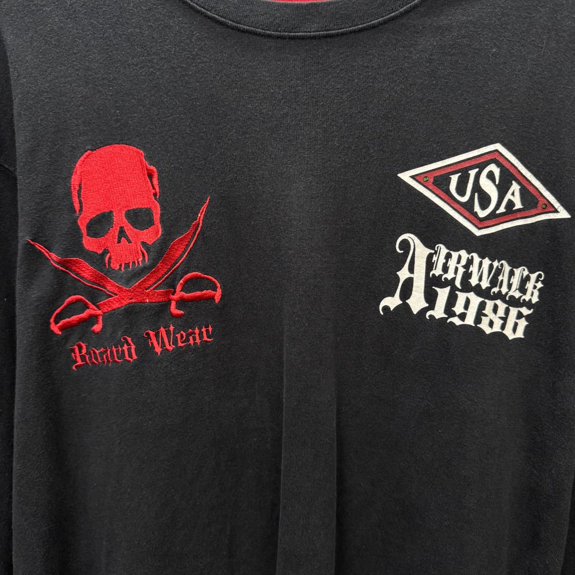 00s 에어워크 그래픽 긴팔 티셔츠 전후면 프린팅 포인트 블랙 상품이미지5