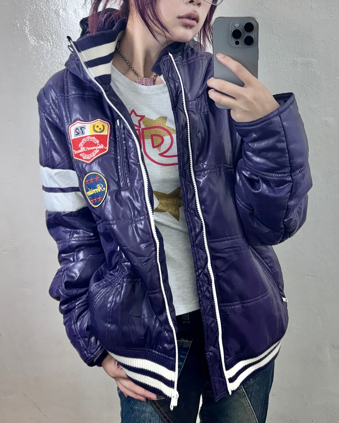 키치 지퍼 디테일 패딩 상품이미지4