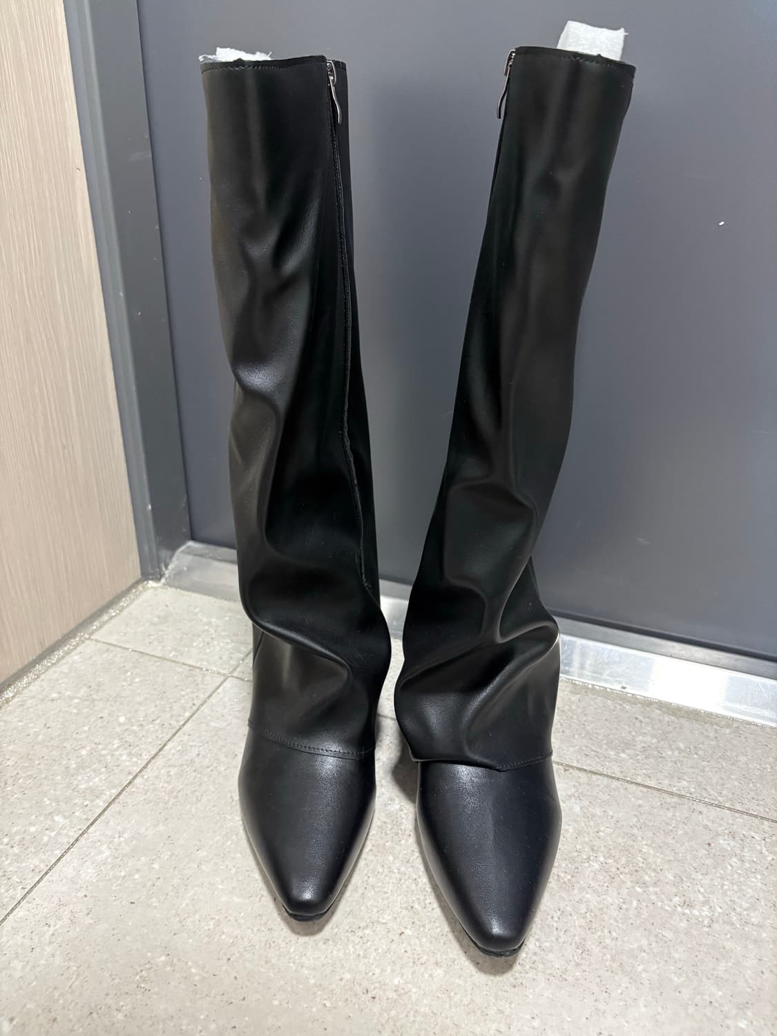 블랙 레더 폴딩 부츠 상품이미지7