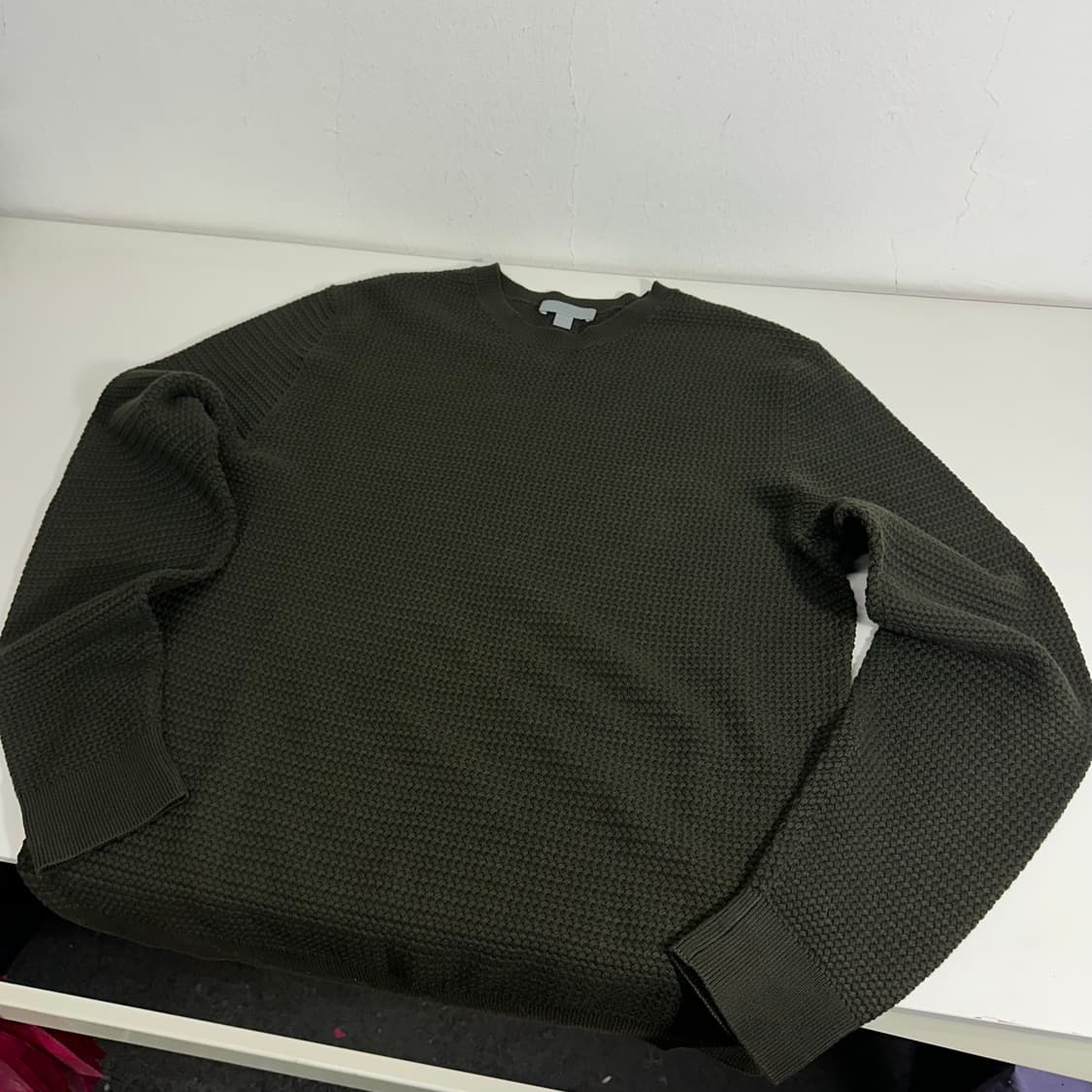 M COS 코스 카키 짜임 라운드니트 상품이미지3