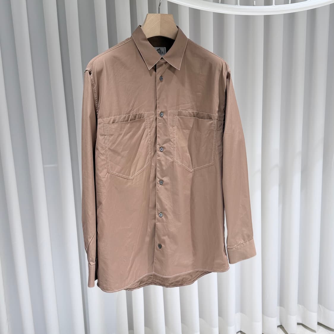 (A/39) / 에르메스 투포켓 오버핏 브라운 셔츠 상품이미지3