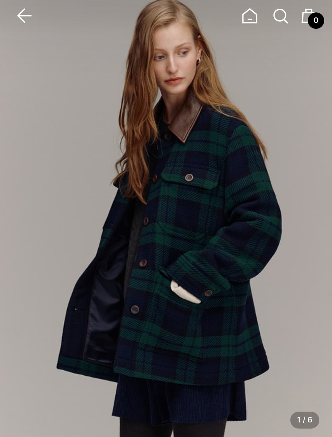 앤유 2023 미테 레더 카라 버튼업 울자켓 1사이즈 상품이미지2