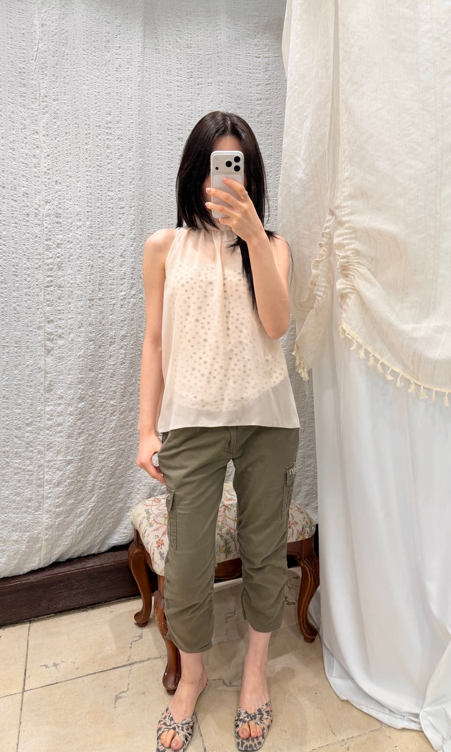 Olive Shirred Capri Pants 상품이미지2