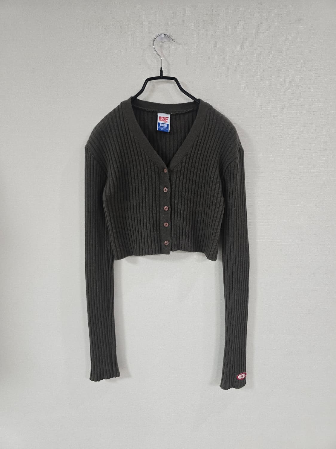 미스치프 골지 크롭 가디건 카키브라운 상품이미지2