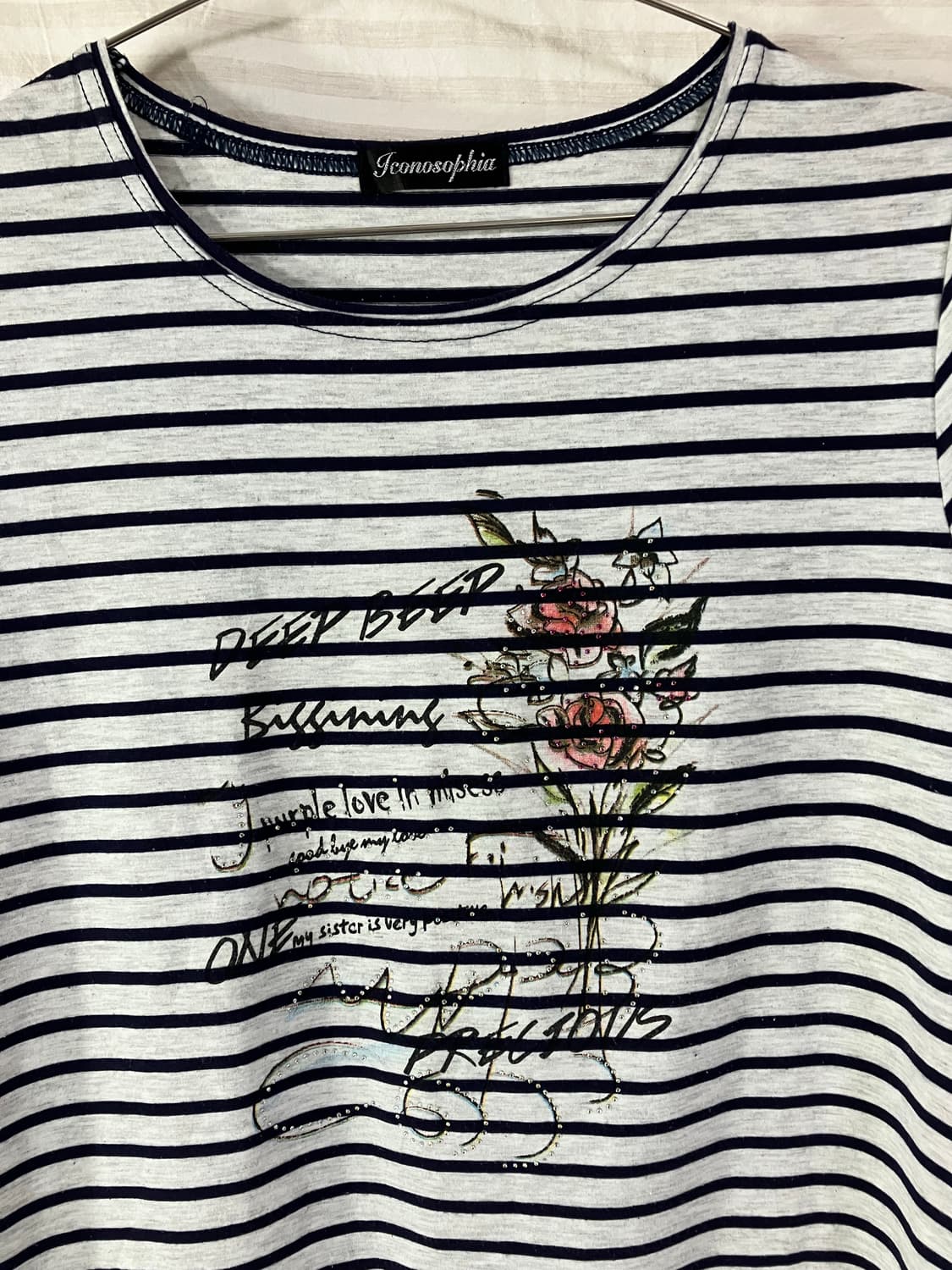 빈티지 스트라이프 플라워 반팔 1018 y2k 스트릿 갸루 펑키 일본빈티 상품이미지5