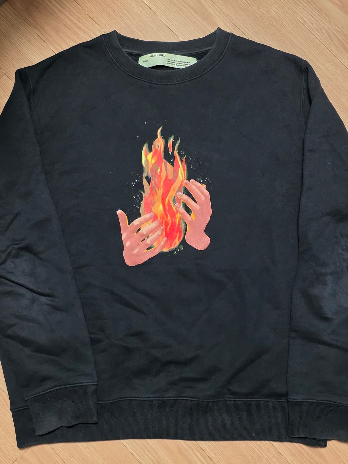 L) 오프화이트 디아고날 파이어 스플라이스 기모 맨투맨 상품이미지1