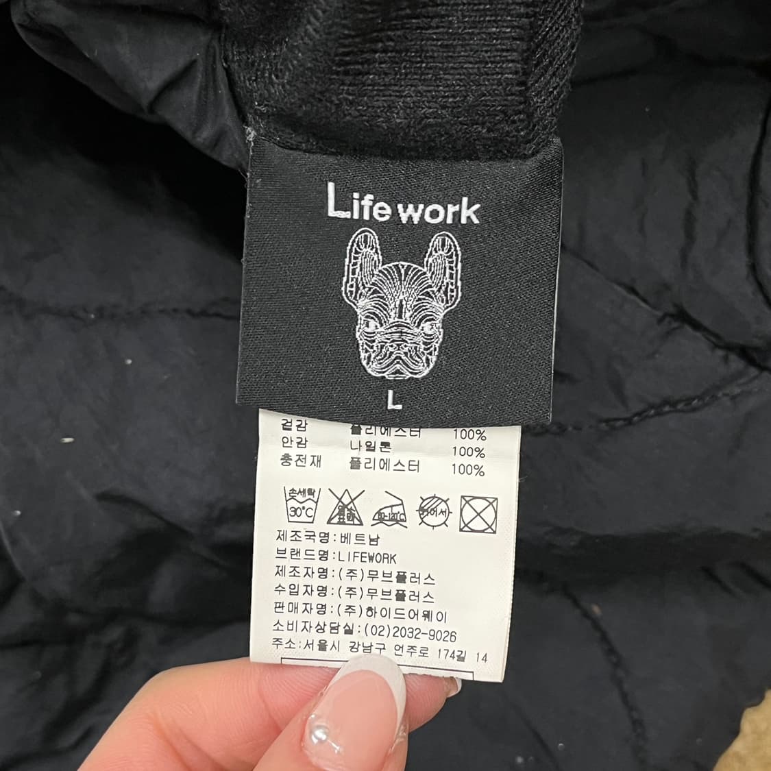 [정품/L] 라이프워크 퀼팅 후드 양면 패딩 블랙 b14 상품이미지7